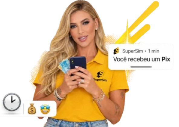 Cliente SuperSim recebendo um Pix no celular